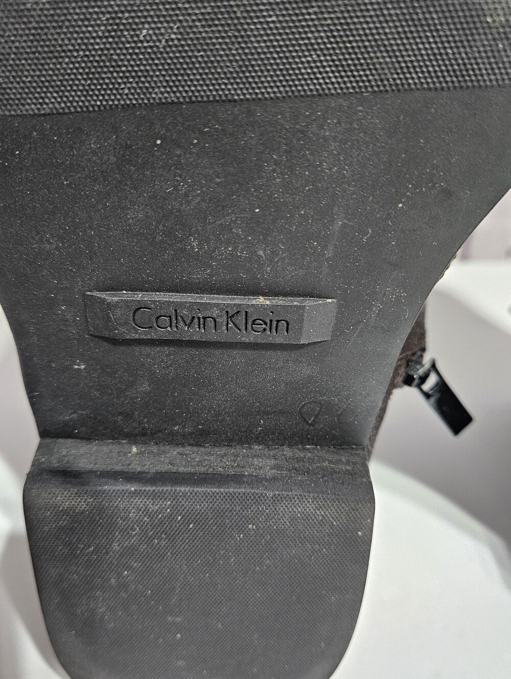 Calvin Klein Black Leather Ankle Boots with Buckle Strap - Picture 3 of 8